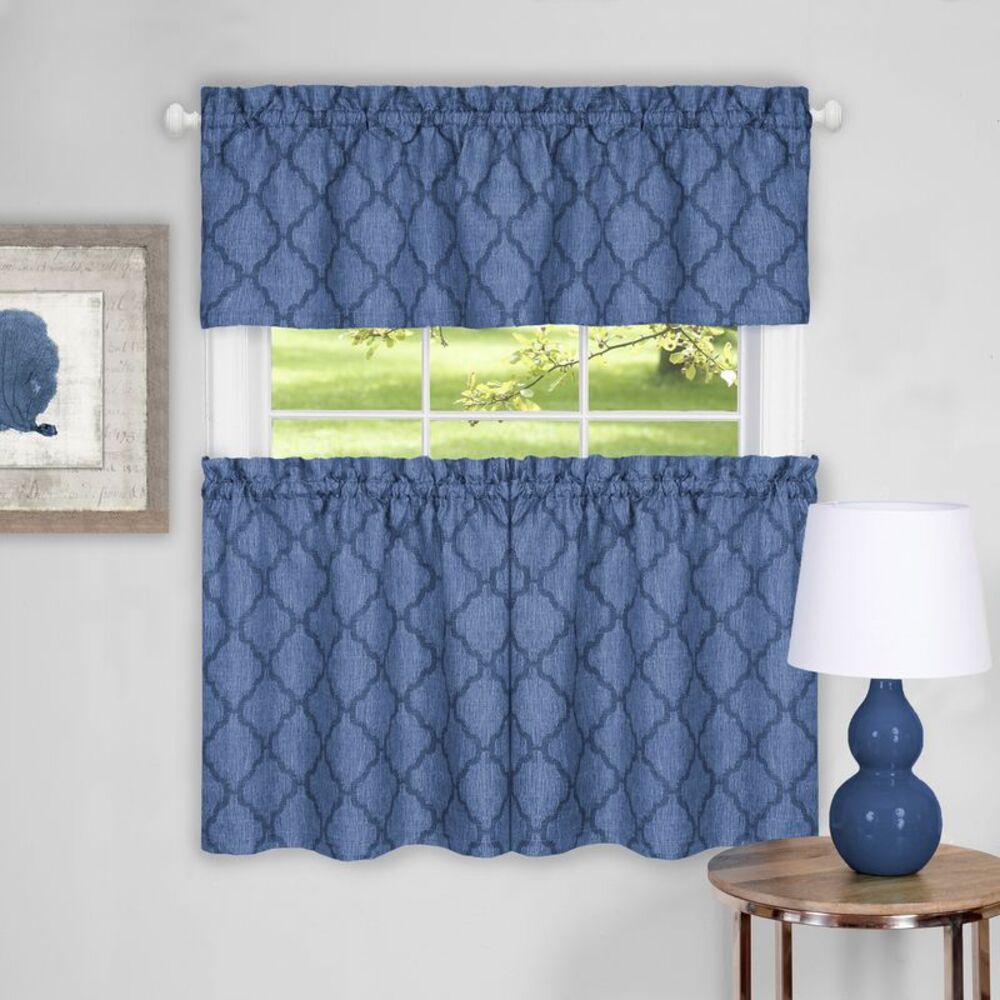 Colby Window Kitchen Curtains 3-Piece Tier & Valance Set - 58" (W) x 36" (L)